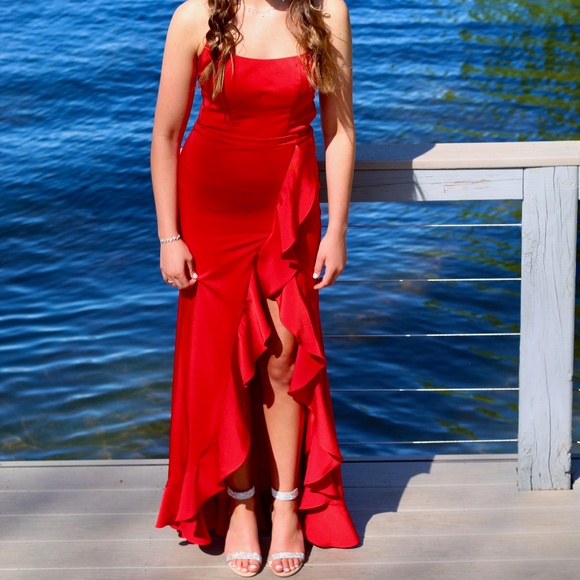 La Femme Scarlet Ruffle Maxi Dress 2 - Picture 4 of 4
